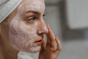 anti-aging skincare routine woman face cream beautiful skin landscape