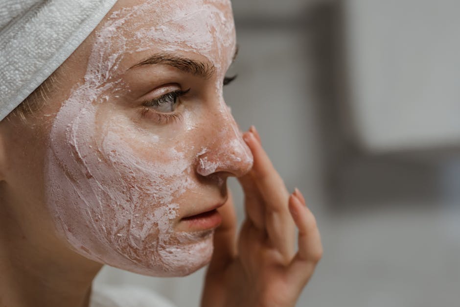 anti-aging skincare routine woman face cream beautiful skin landscape