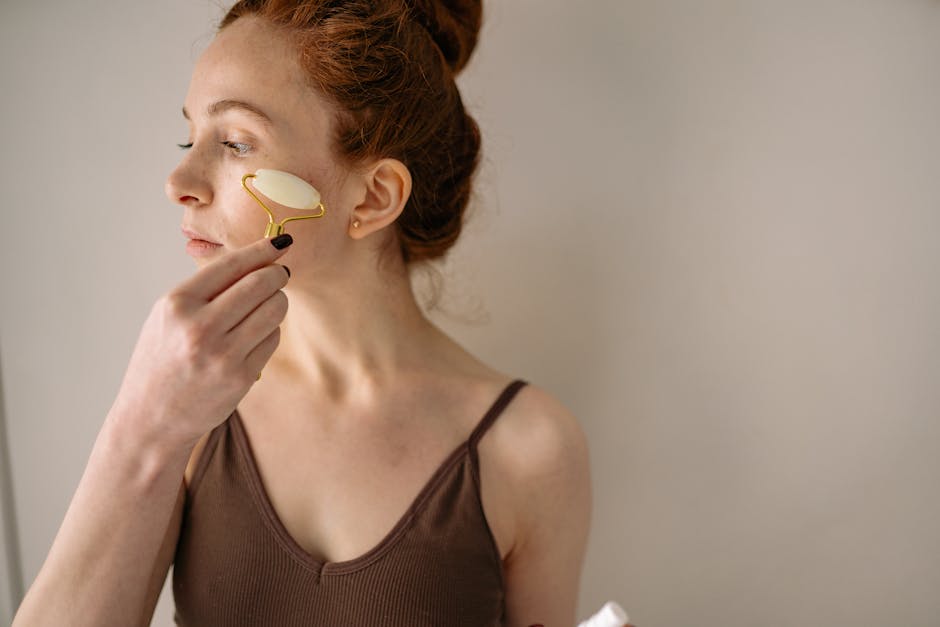 woman facial massage skincare routine glowing skin landscape