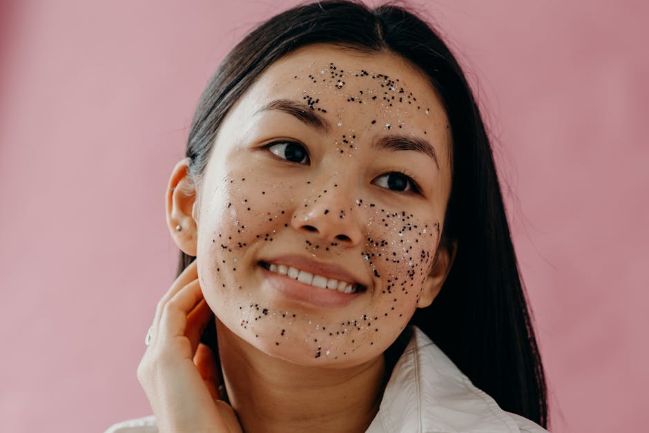 woman skincare exfoliation glowing skin beauty routine landscape