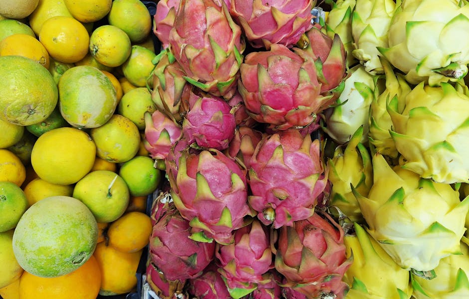 Vitamines A, C, D et E en été : rôles, bienfaits et sources alimentaires pour la peau fresh colorful vitamin C fruits summer market