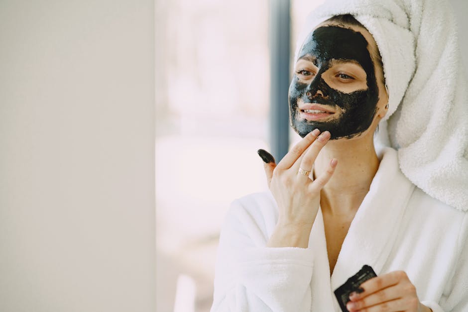 clay face mask woman relaxing home
