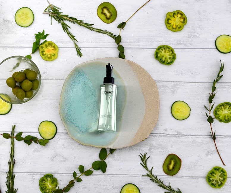 chlorophyll green vegetables skincare beauty flat lay landscape
