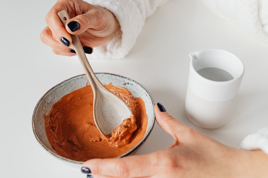 homemade face mask natural ingredients bowl wooden spoon