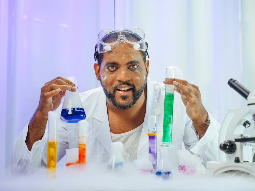 scientist cosmetic laboratory examining cream formula