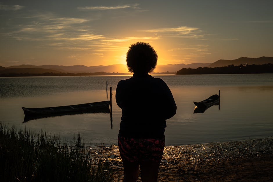 early morning sunrise woman wellness peaceful outdoor landscape