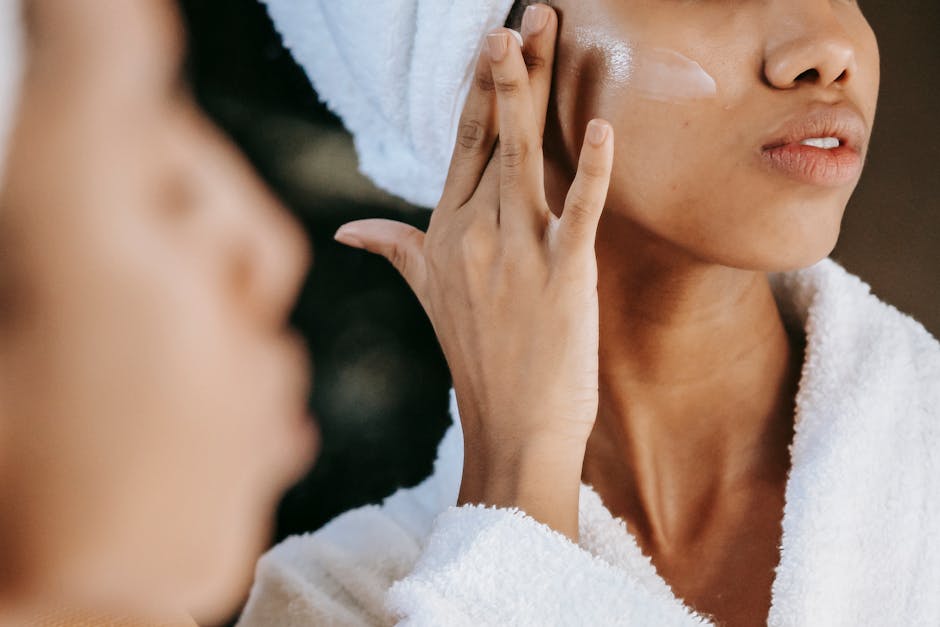 woman radiant glowing skin morning beauty routine natural light