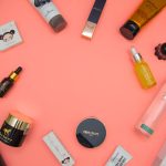 asian skincare routine lotion facial serum bottles flatlay beauty