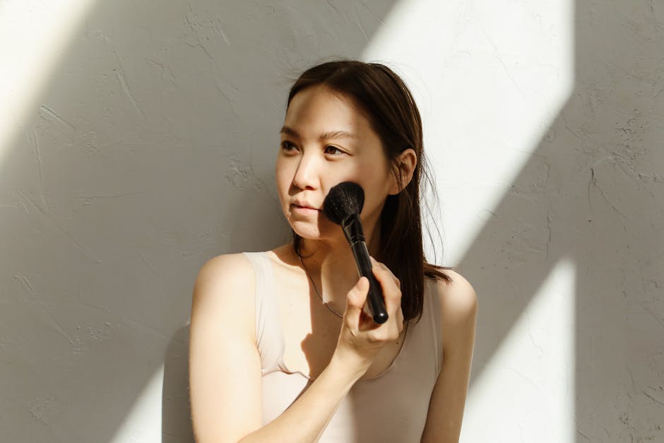 woman summer skincare routine beauty preparation bright natural light landscape