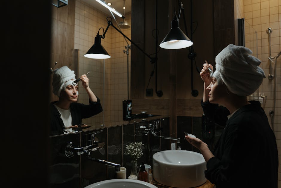 woman relaxing sunday skincare routine bathroom natural light