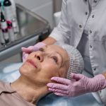 elegant woman mature skin beauty clinic consultation anti-aging treatment landscape