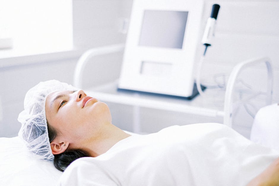 woman recovering after aesthetic procedure calm serene expression