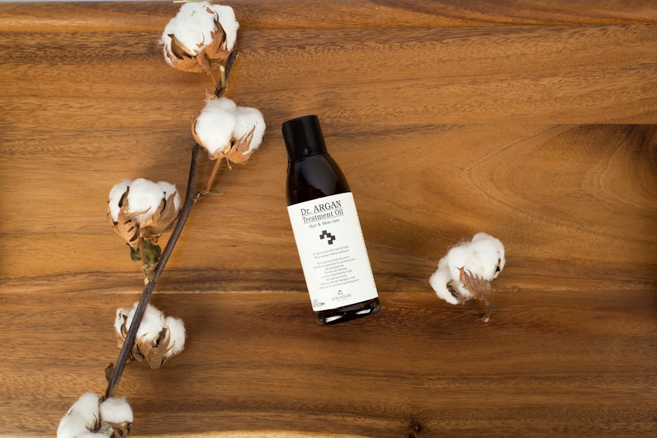 organic skincare products natural ingredients wooden surface