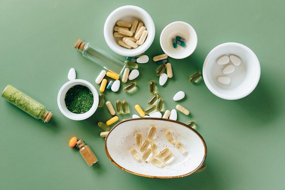 anti-aging supplements capsules natural ingredients flatlay landscape