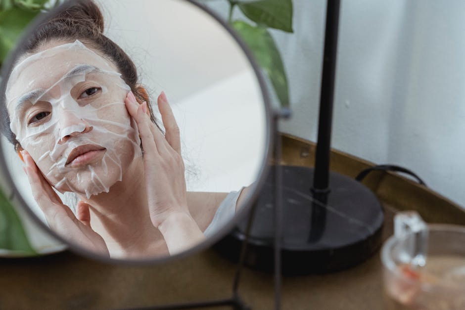 woman winter skincare natural face mask cozy home beauty routine