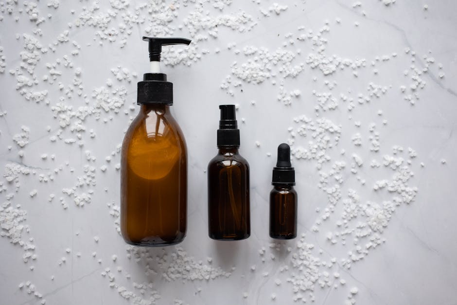 minimalist fragrance free hypoallergenic skincare products flat lay