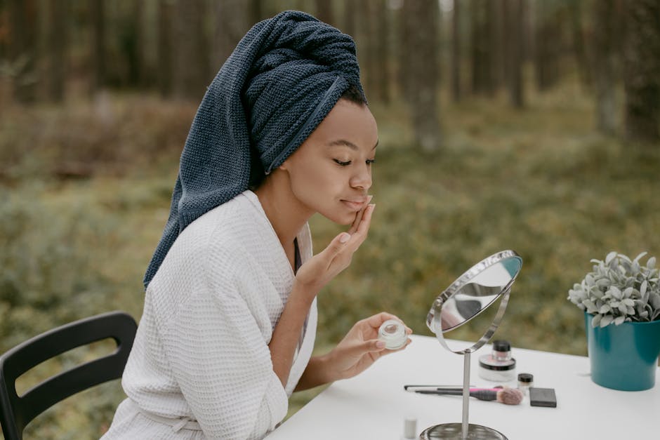 woman spring skincare routine morning light face cream