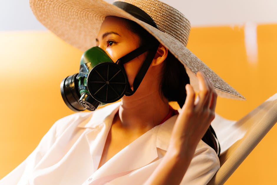 woman outdoor pollution city skin protection lifestyle beauty