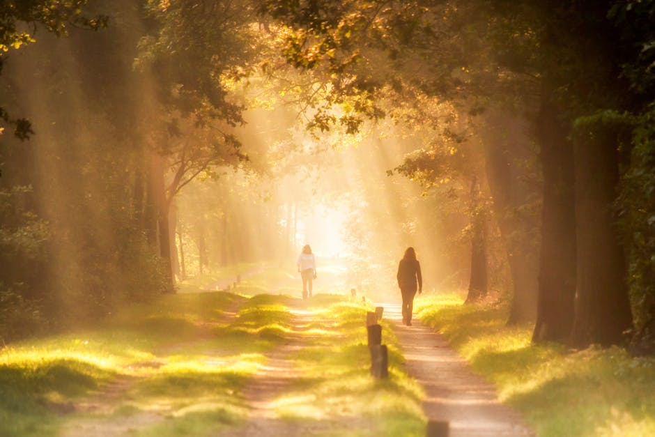 woman glowing skin morning walk sunlight