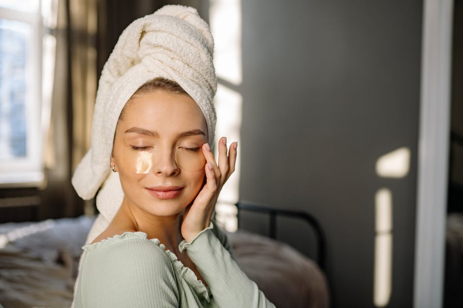 woman fresh face skincare eye contour morning routine natural light landscape