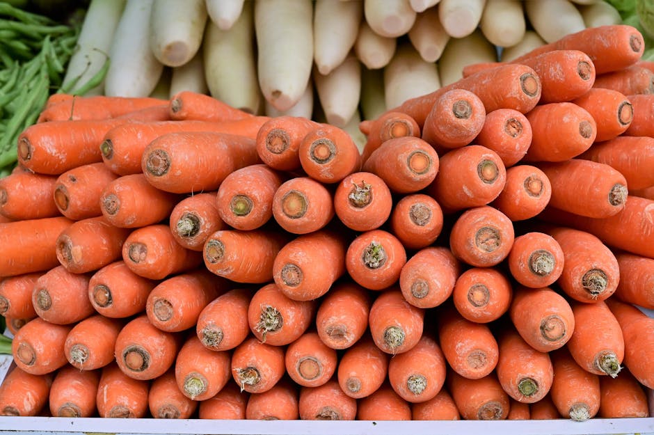 Comment préparer sa peau au soleil avant les vacances : le guide complet colorful vegetables fruits rich beta-carotene carrots tomatoes apricots