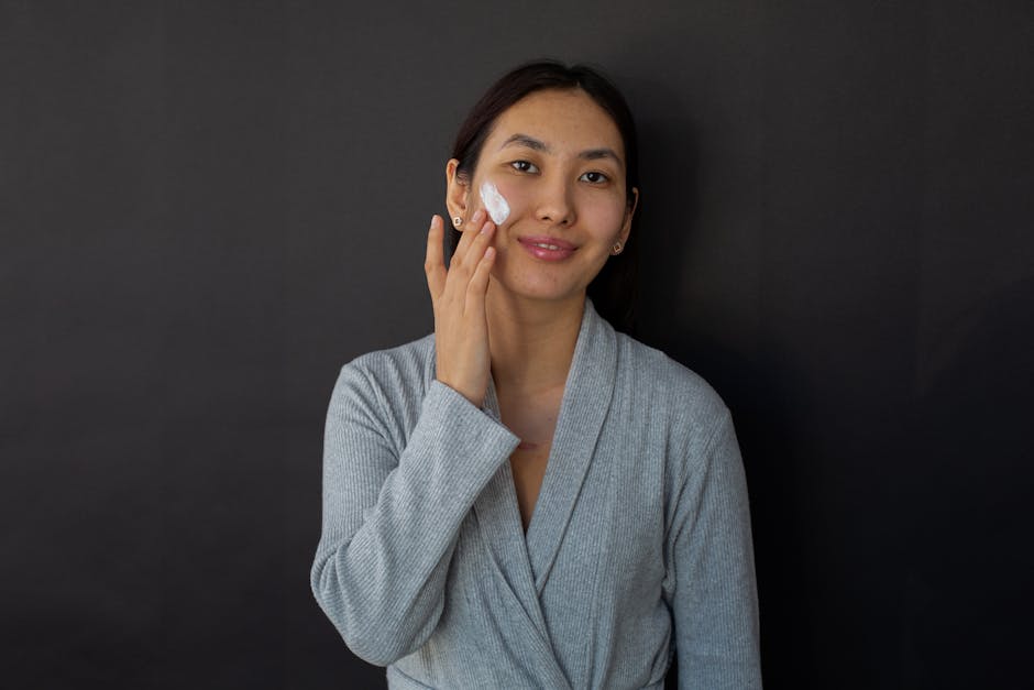woman applying natural face cream sensitive skin gentle care