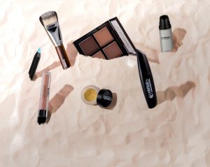 travel vanity beauty bag summer sun skincare essentials landscape