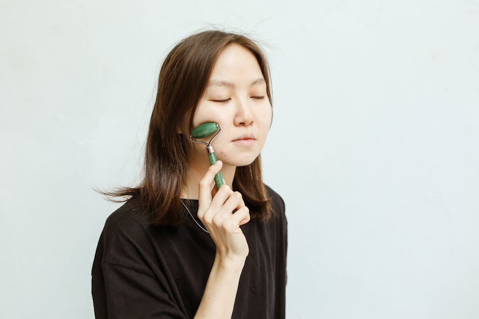 woman natural anti-aging skincare routine facial massage landscape