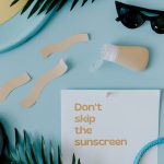 sunscreen textures summer beach skin protection flat lay